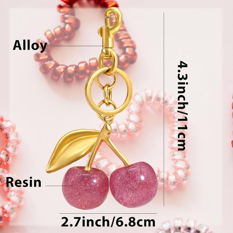 nylry Cherry Keychain & Bag Charm - Cute Cherry Accessories for Women - Gift - Image 2